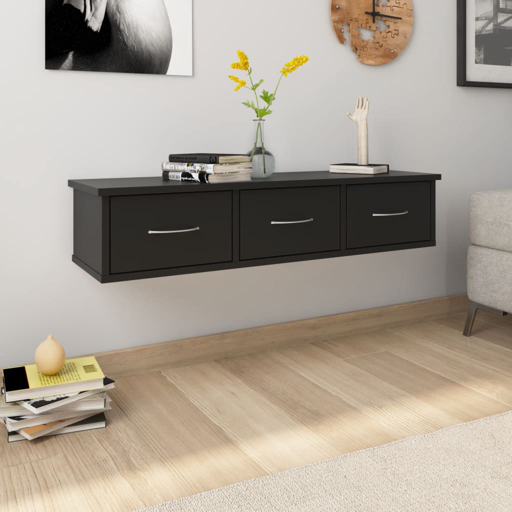 Wall-mounted Drawer Shelf Black 88x26x18.5 cm Chipboard- Wall Shelves & Ledges - HomeShopIreland - Home Shop Ireland - Wall Shelves & Ledges - Wall-mounted Drawer Shelf Black 88x26x18.5 cm Chipboard