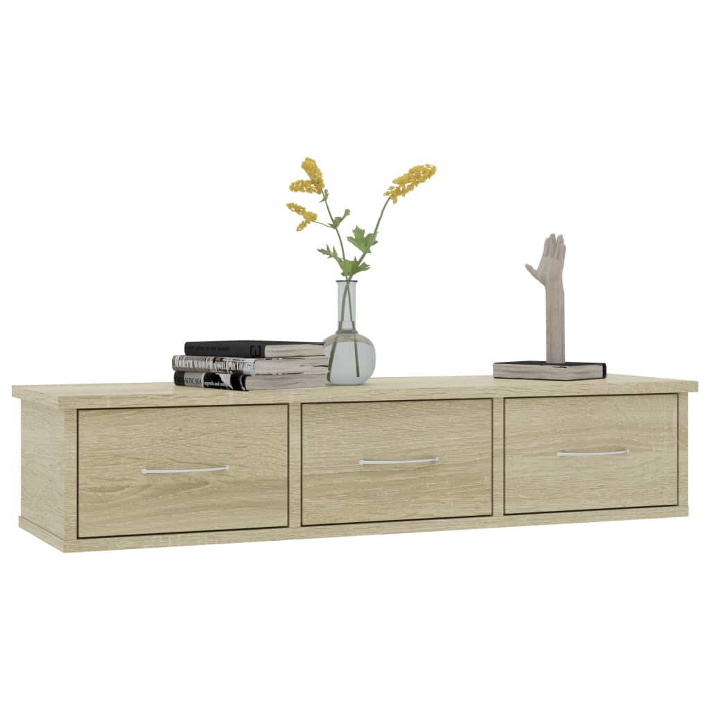 Wall-mounted Drawer Shelf Sonoma Oak 88x26x18.5 cm Chipboard- Wall Shelves & Ledges - HomeShopIreland - Home Shop Ireland - Wall Shelves & Ledges - Wall-mounted Drawer Shelf Sonoma Oak 88x26x18.5 cm Chipboard