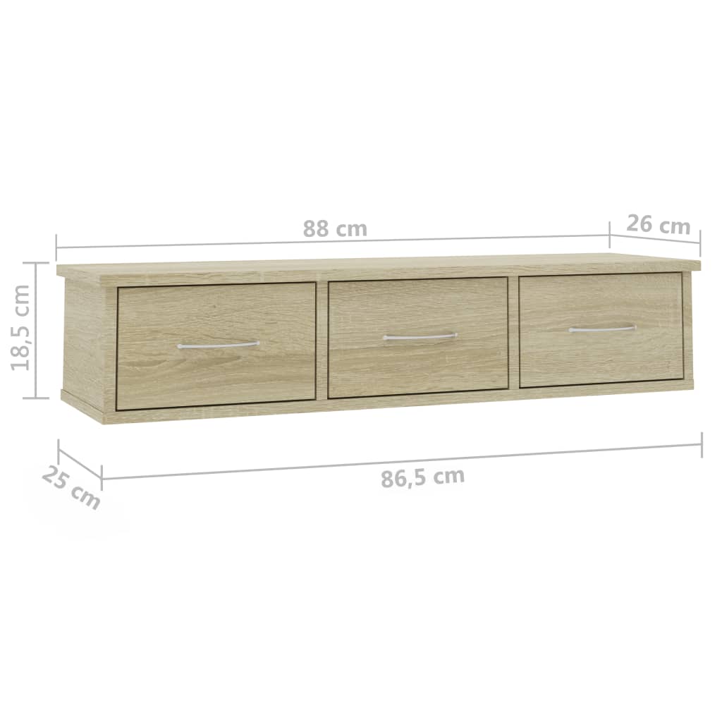 Wall-mounted Drawer Shelf Sonoma Oak 88x26x18.5 cm Chipboard- Wall Shelves & Ledges - HomeShopIreland - Home Shop Ireland - Wall Shelves & Ledges - Wall-mounted Drawer Shelf Sonoma Oak 88x26x18.5 cm Chipboard