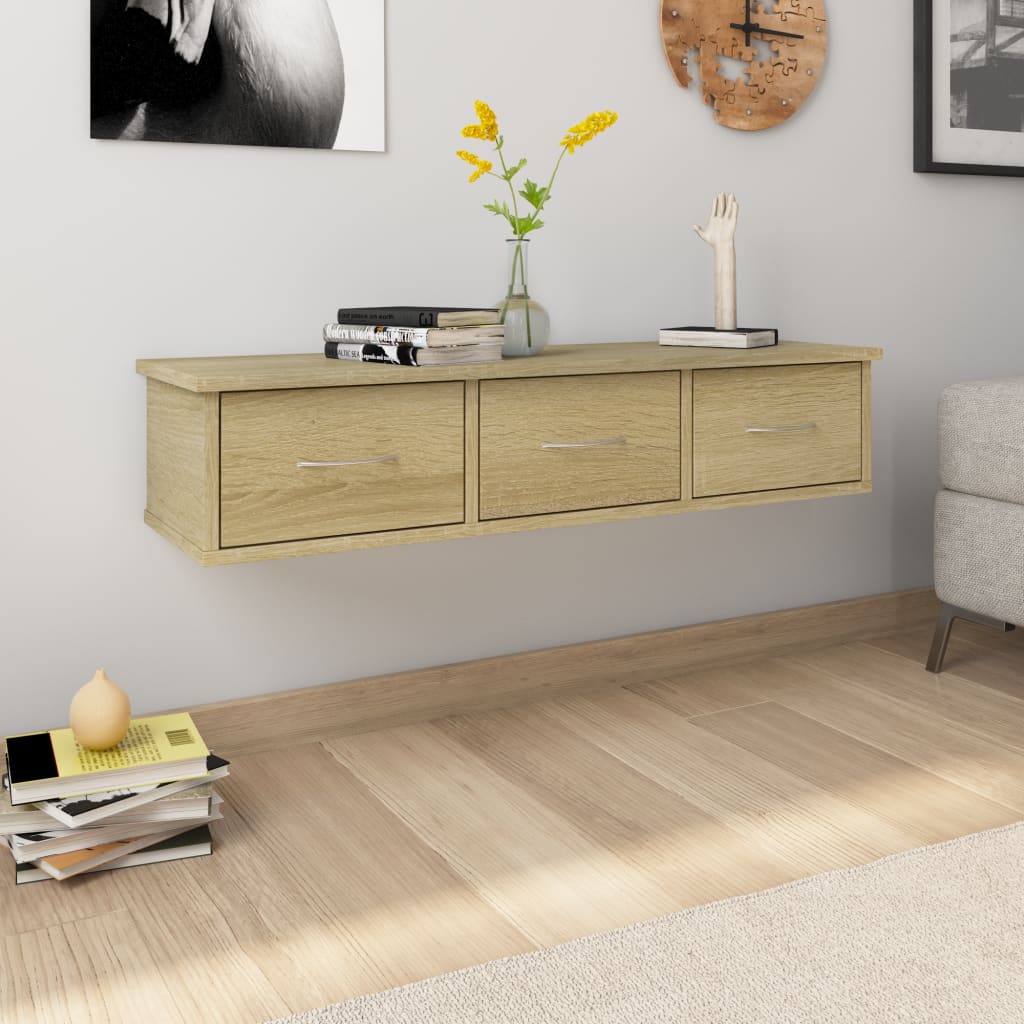 Wall-mounted Drawer Shelf Sonoma Oak 88x26x18.5 cm Chipboard- Wall Shelves & Ledges - HomeShopIreland - Home Shop Ireland - Wall Shelves & Ledges - Wall-mounted Drawer Shelf Sonoma Oak 88x26x18.5 cm Chipboard