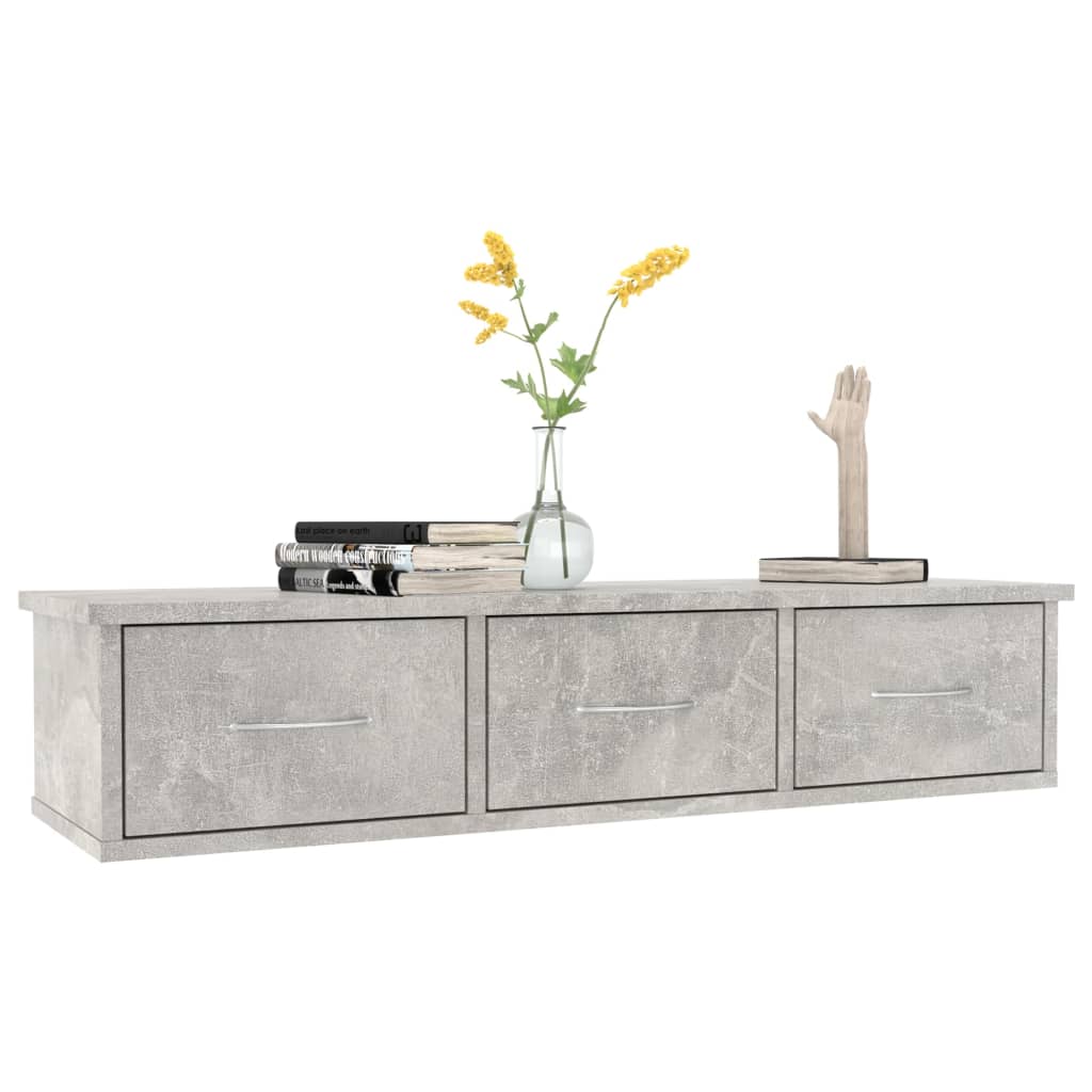 Wall-mounted Drawer Shelf Concrete Grey 88x26x18.5 cm Chipboard- Wall Shelves & Ledges - HomeShopIreland - Home Shop Ireland - Wall Shelves & Ledges - Wall-mounted Drawer Shelf Concrete Grey 88x26x18.5 cm Chipboard