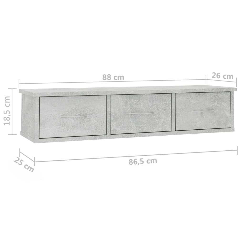 Wall-mounted Drawer Shelf Concrete Grey 88x26x18.5 cm Chipboard- Wall Shelves & Ledges - HomeShopIreland - Home Shop Ireland - Wall Shelves & Ledges - Wall-mounted Drawer Shelf Concrete Grey 88x26x18.5 cm Chipboard