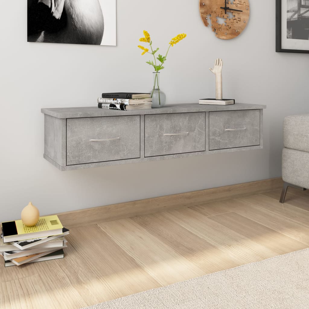 Wall-mounted Drawer Shelf Concrete Grey 88x26x18.5 cm Chipboard- Wall Shelves & Ledges - HomeShopIreland - Home Shop Ireland - Wall Shelves & Ledges - Wall-mounted Drawer Shelf Concrete Grey 88x26x18.5 cm Chipboard