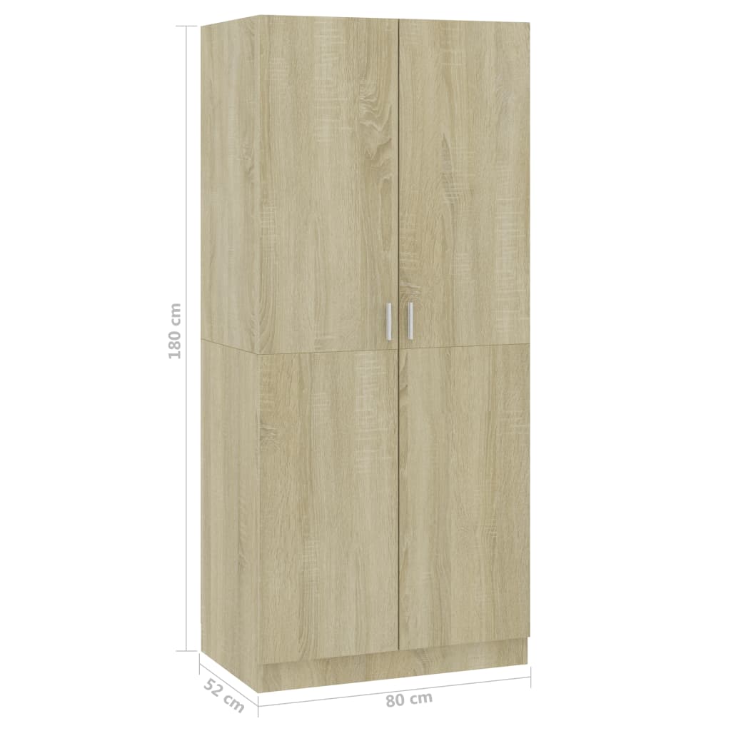 Wardrobe Sonoma Oak 80x52x180 cm Chipboard- Cupboards & Wardrobes - HomeShopIreland - Home Shop Ireland - Cupboards & Wardrobes - Wardrobe Sonoma Oak 80x52x180 cm Chipboard