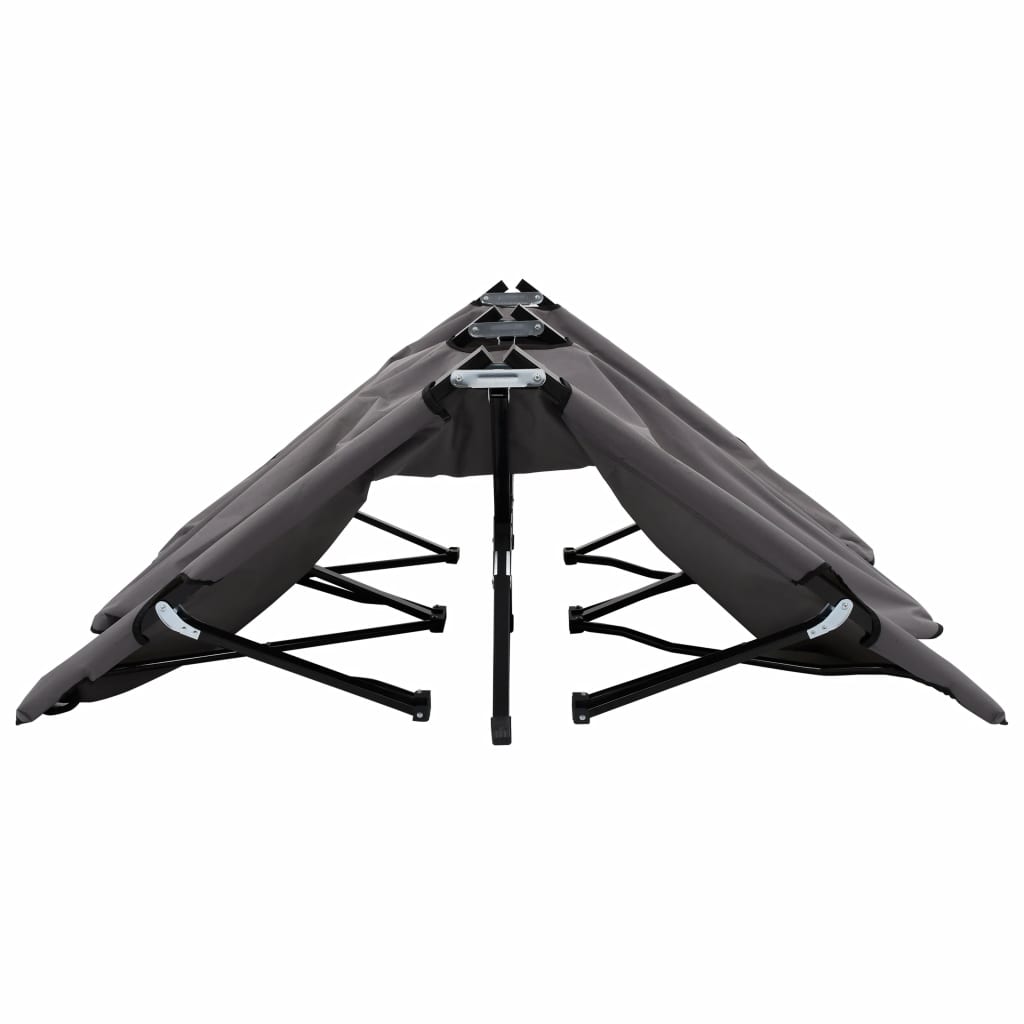 Two Person Folding Sun Lounger Grey Steel- Sunloungers - HomeShopIreland - Home Shop Ireland - Sunloungers - Two Person Folding Sun Lounger Grey Steel