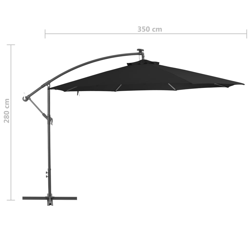 Cantilever Umbrella with Aluminium Pole 350 cm Black- Outdoor Umbrellas & Sunshades - HomeShopIreland - Home Shop Ireland - Outdoor Umbrellas & Sunshades - Cantilever Umbrella with Aluminium Pole 350 cm Black