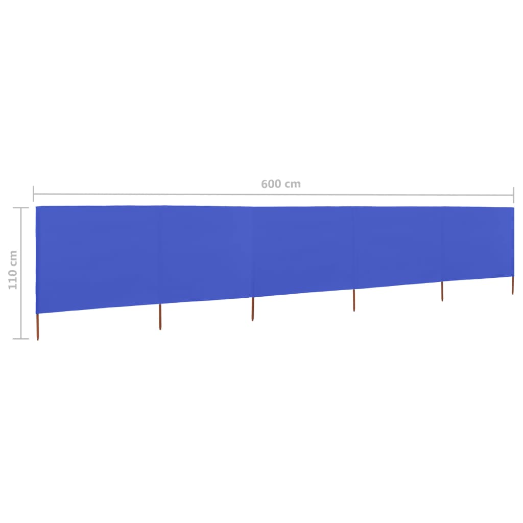 5-panel Wind Screen Fabric 600x80 cm Azure Blue- Outdoor Umbrellas & Sunshades - HomeShopIreland - Home Shop Ireland - Outdoor Umbrellas & Sunshades - 5-panel Wind Screen Fabric 600x80 cm Azure Blue