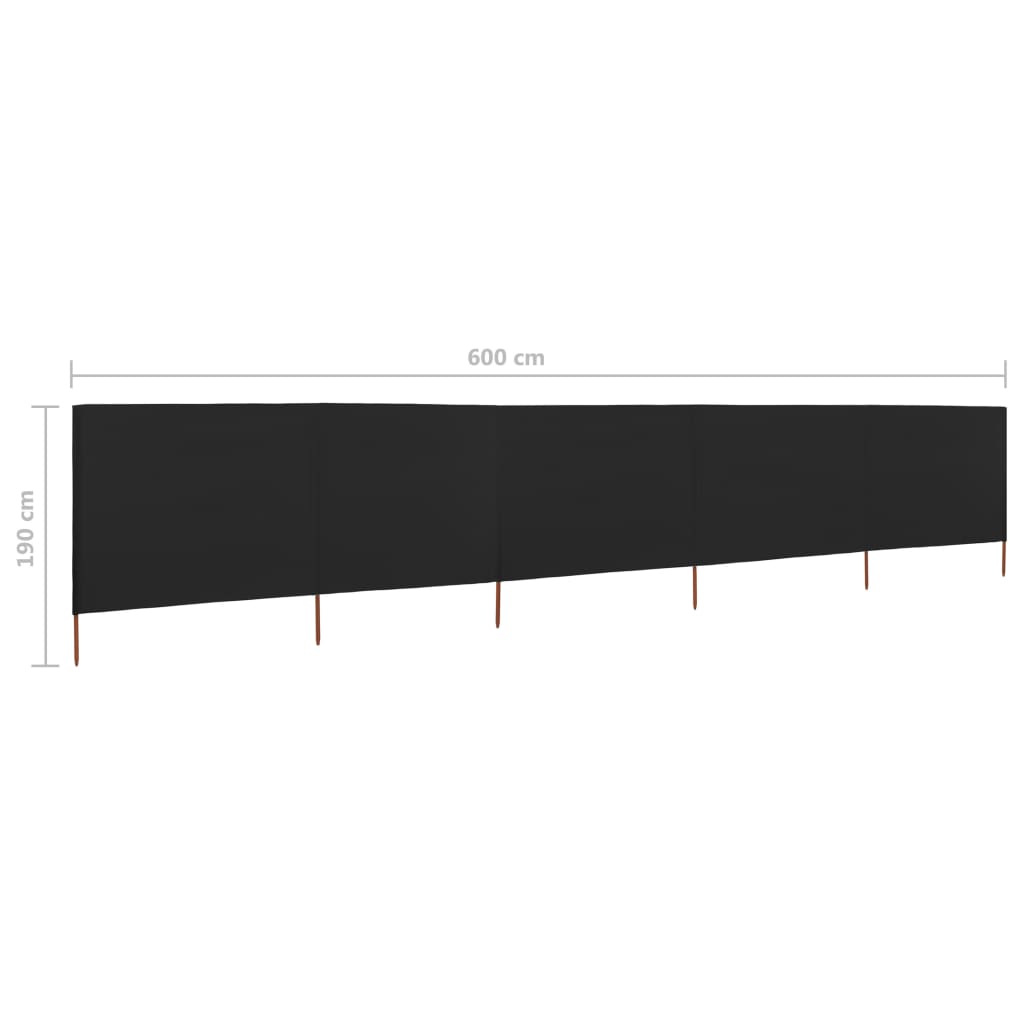 5-panel Wind Screen Fabric 600x160 cm Black- Outdoor Umbrellas & Sunshades - HomeShopIreland - Home Shop Ireland - Outdoor Umbrellas & Sunshades - 5-panel Wind Screen Fabric 600x160 cm Black