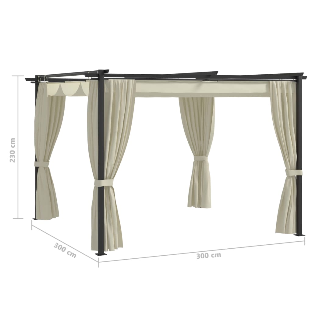 Gazebo with Curtains 3x3 m Cream Steel- Canopies & Gazebos - HomeShopIreland - Home Shop Ireland - Canopies & Gazebos - Gazebo with Curtains 3x3 m Cream Steel