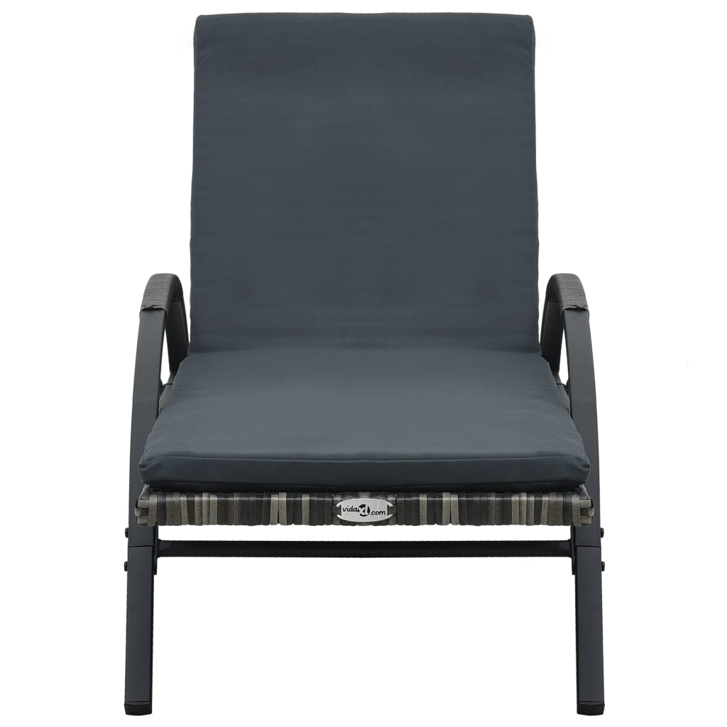 Sun Lounger with Cushion & Wheels Poly Rattan Anthracite- Sunloungers - HomeShopIreland - Home Shop Ireland - Sunloungers - Sun Lounger with Cushion & Wheels Poly Rattan Anthracite