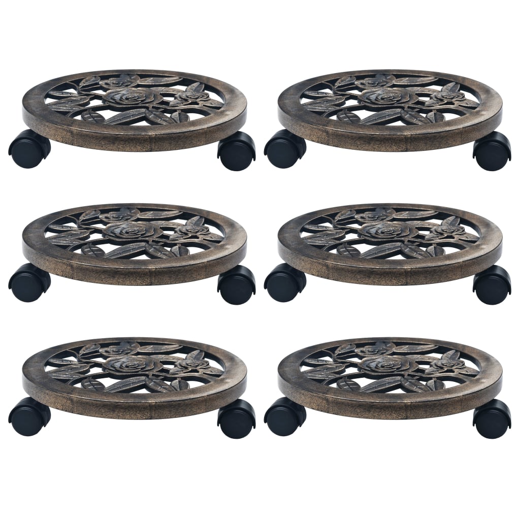 Plant Trolleys 6 pcs Bronze 30 cm Plastic- Plant Stands - HomeShopIreland - Home Shop Ireland - Plant Stands - Plant Trolleys 6 pcs Bronze 30 cm Plastic