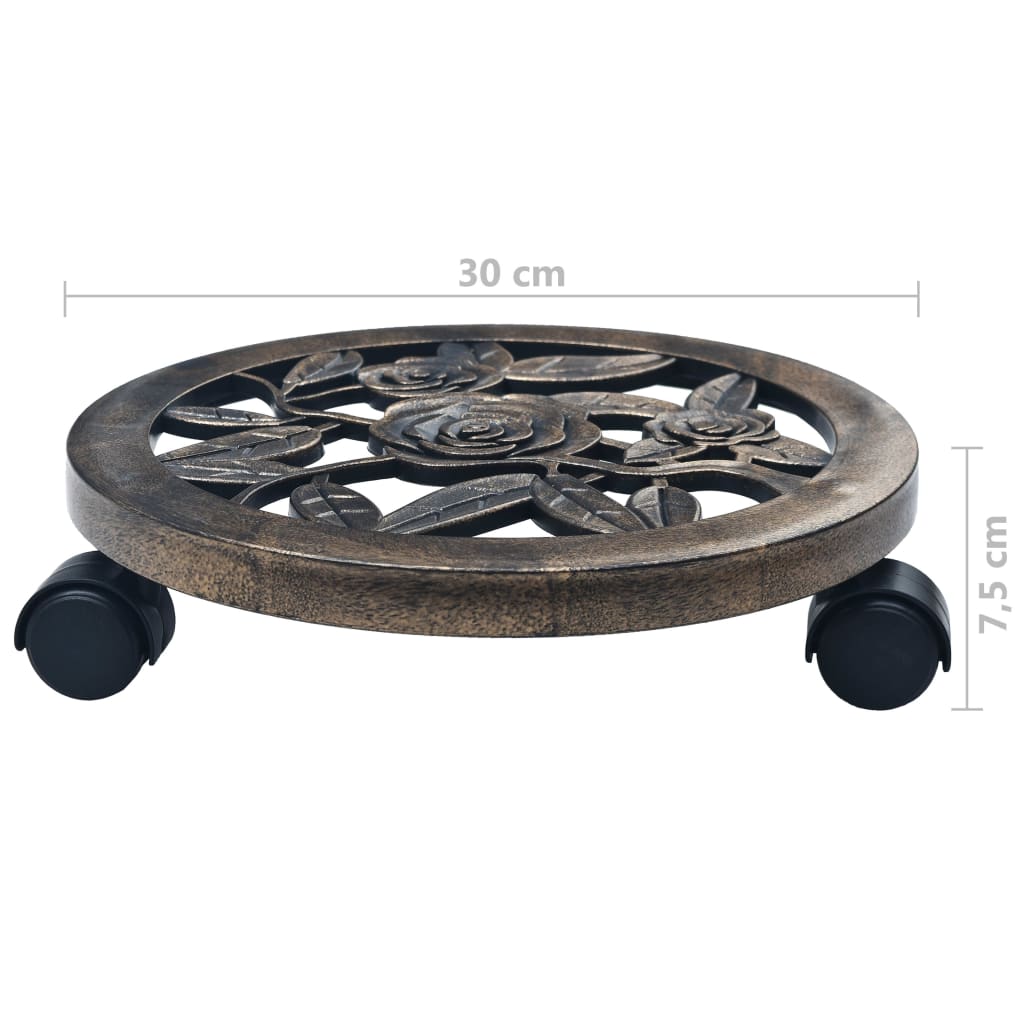 Plant Trolleys 6 pcs Bronze 30 cm Plastic- Plant Stands - HomeShopIreland - Home Shop Ireland - Plant Stands - Plant Trolleys 6 pcs Bronze 30 cm Plastic