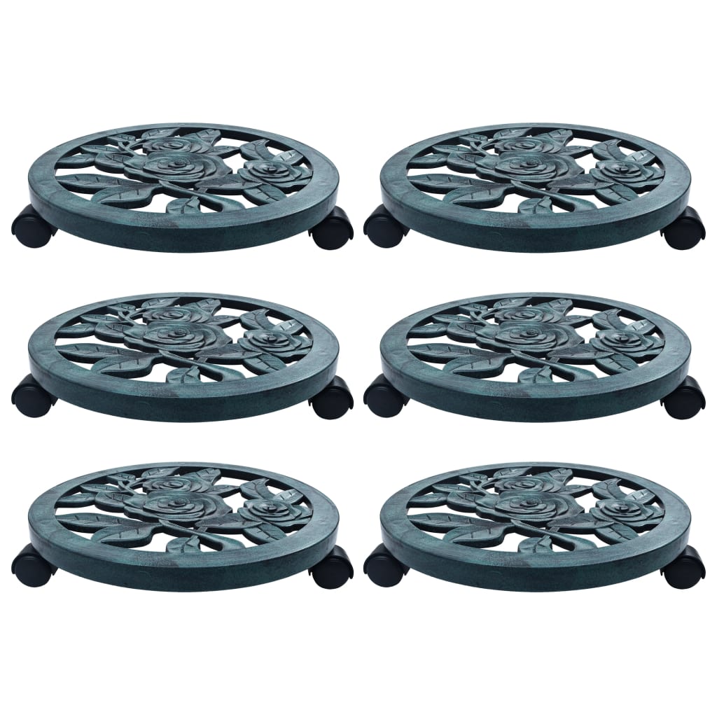 Plant Trolleys 6 pcs Green 38 cm Plastic- Plant Stands - HomeShopIreland - Home Shop Ireland - Plant Stands - Plant Trolleys 6 pcs Green 38 cm Plastic