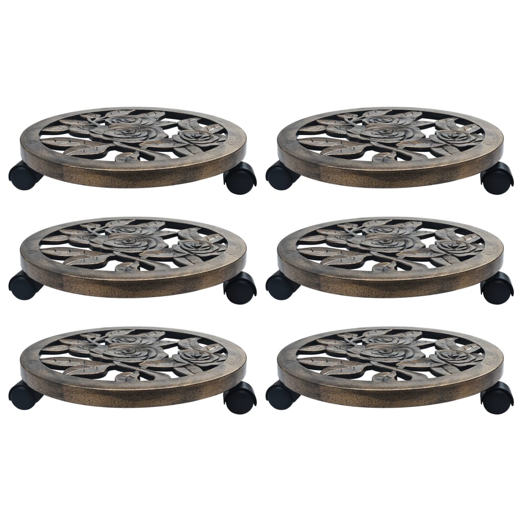 Plant Trolleys 6 pcs Bronze 38 cm Plastic- Plant Stands - HomeShopIreland - Home Shop Ireland - Plant Stands - Plant Trolleys 6 pcs Bronze 38 cm Plastic