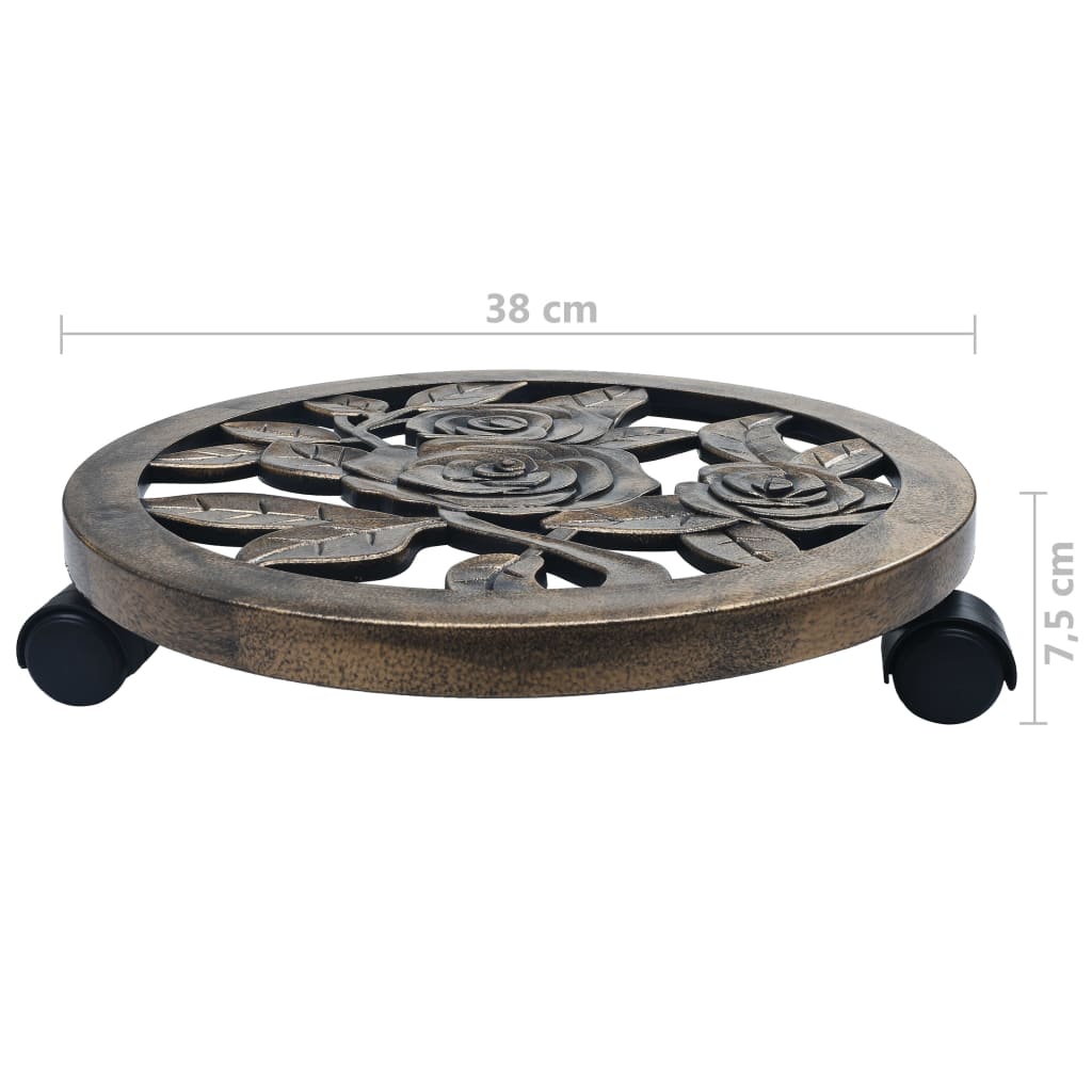 Plant Trolleys 6 pcs Bronze 38 cm Plastic- Plant Stands - HomeShopIreland - Home Shop Ireland - Plant Stands - Plant Trolleys 6 pcs Bronze 38 cm Plastic