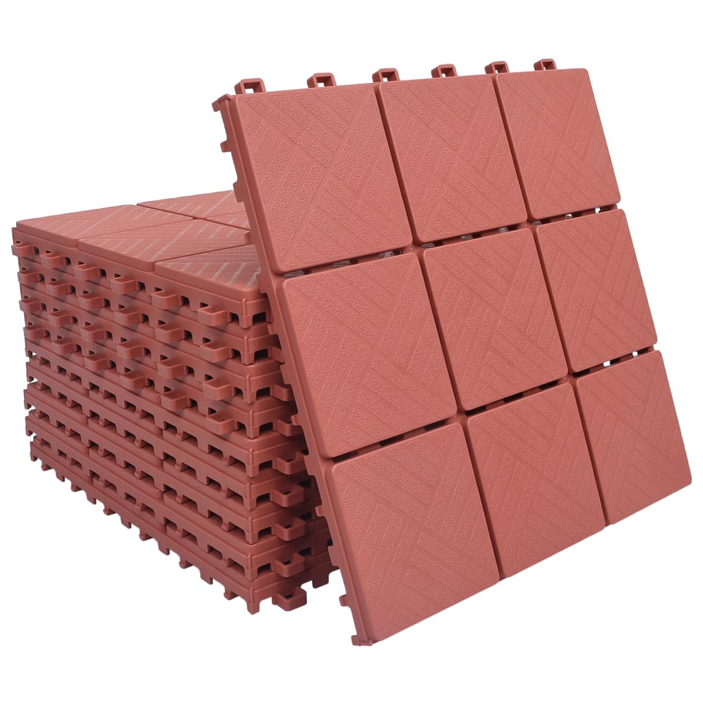 Decking Tiles 10 pcs Red 30.5x30.5 cm Plastic- Flooring & Carpet - HomeShopIreland - Home Shop Ireland - Flooring & Carpet - Decking Tiles 10 pcs Red 30.5x30.5 cm Plastic
