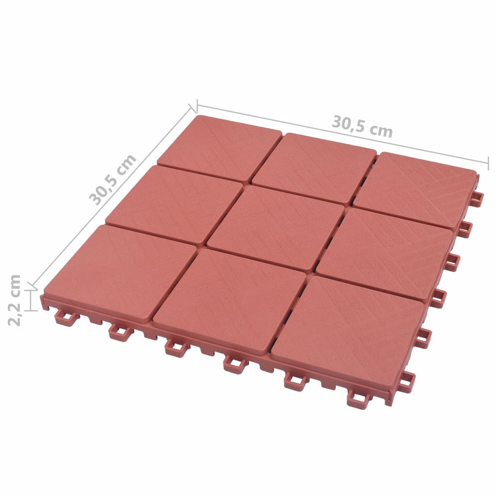 Decking Tiles 10 pcs Red 30.5x30.5 cm Plastic- Flooring & Carpet - HomeShopIreland - Home Shop Ireland - Flooring & Carpet - Decking Tiles 10 pcs Red 30.5x30.5 cm Plastic