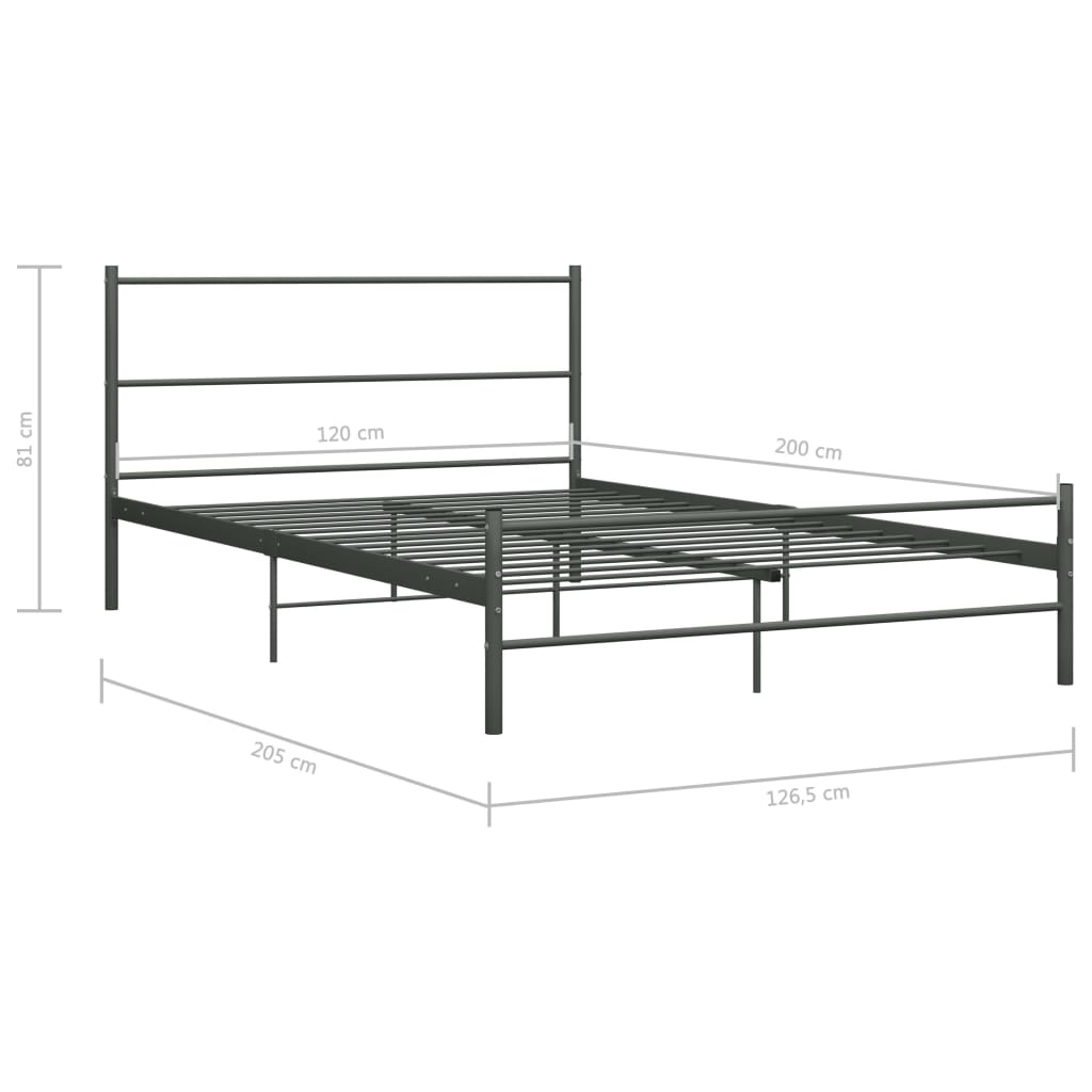 Bed Frame Grey Metal 120x200 cm- Beds & Bed Frames - HomeShopIreland - Home Shop Ireland - Beds & Bed Frames - Bed Frame Grey Metal 120x200 cm