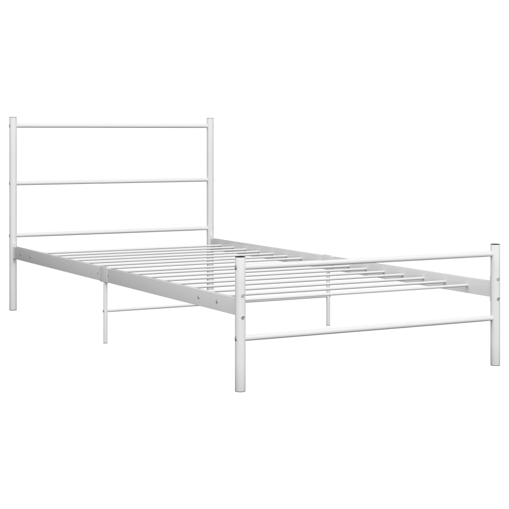 Bed Frame White Metal 90x200 cm- Beds & Bed Frames - HomeShopIreland - Home Shop Ireland - Beds & Bed Frames - Bed Frame White Metal 90x200 cm