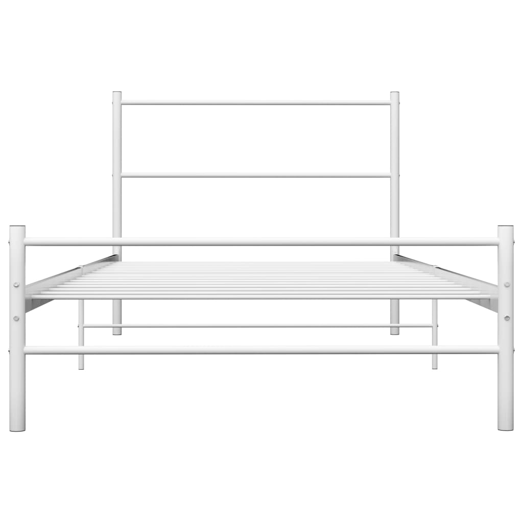 Bed Frame White Metal 90x200 cm- Beds & Bed Frames - HomeShopIreland - Home Shop Ireland - Beds & Bed Frames - Bed Frame White Metal 90x200 cm