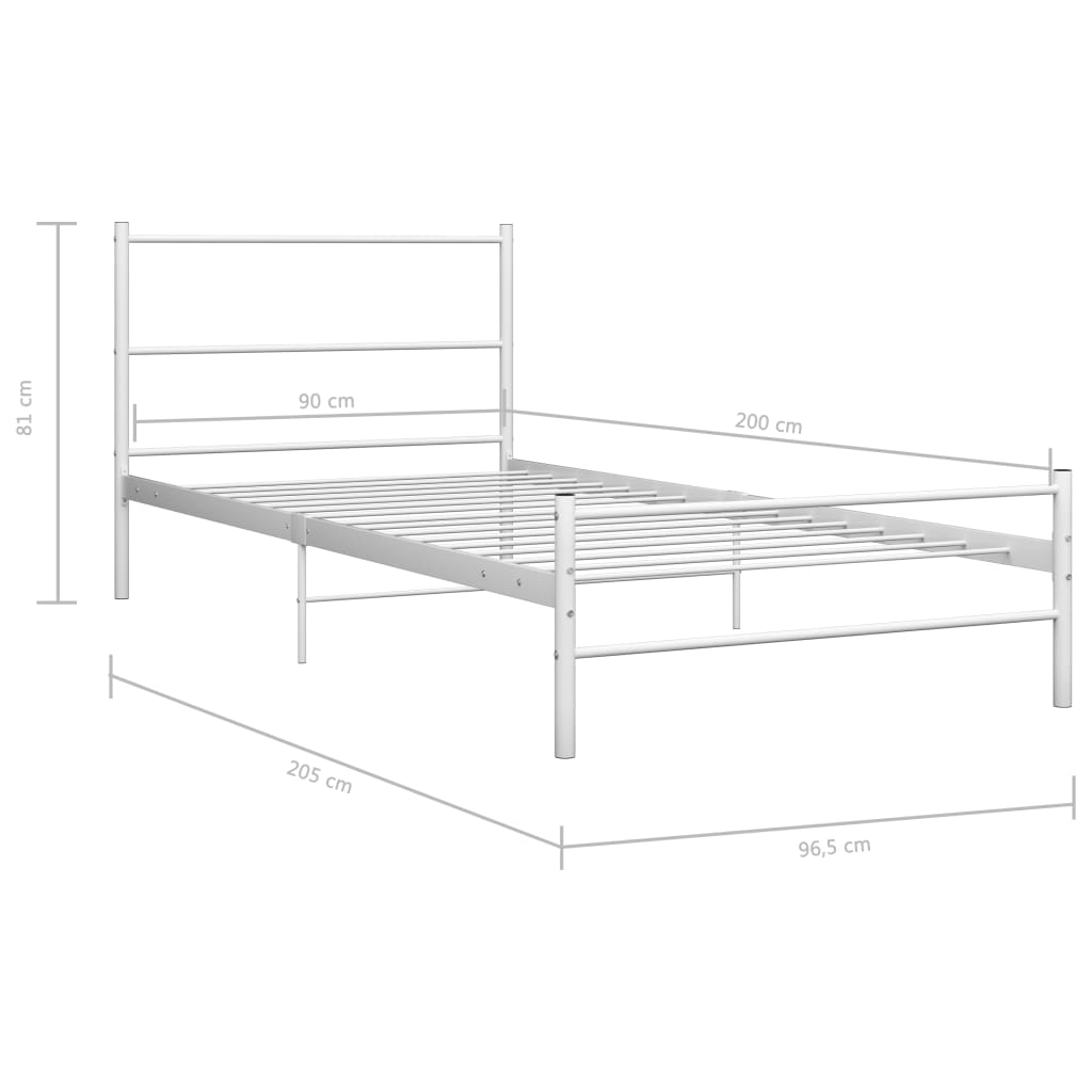 Bed Frame White Metal 90x200 cm- Beds & Bed Frames - HomeShopIreland - Home Shop Ireland - Beds & Bed Frames - Bed Frame White Metal 90x200 cm