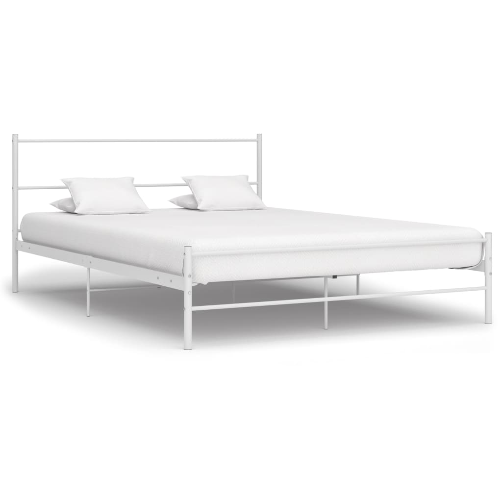 Bed Frame White Metal 140x200 cm- Beds & Bed Frames - HomeShopIreland - Home Shop Ireland - Beds & Bed Frames - Bed Frame White Metal 140x200 cm