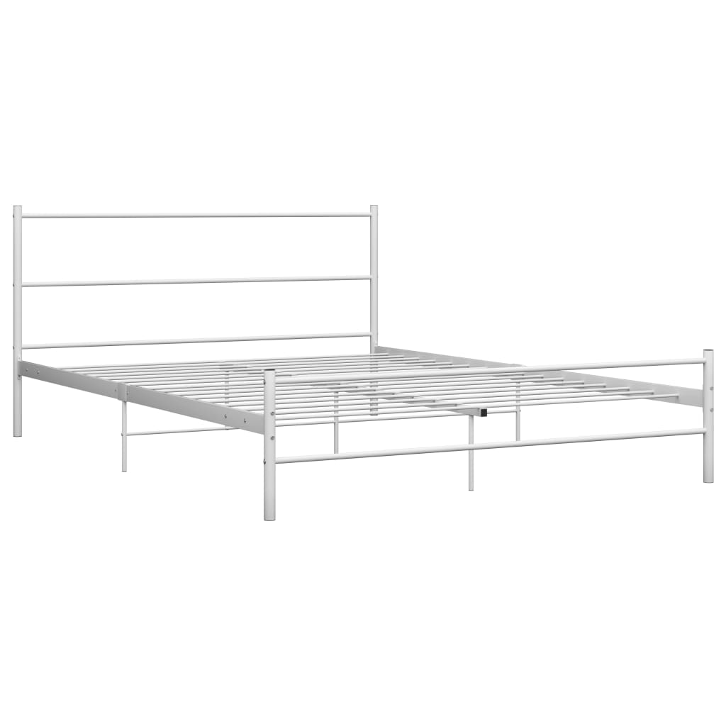 Bed Frame White Metal 140x200 cm- Beds & Bed Frames - HomeShopIreland - Home Shop Ireland - Beds & Bed Frames - Bed Frame White Metal 140x200 cm