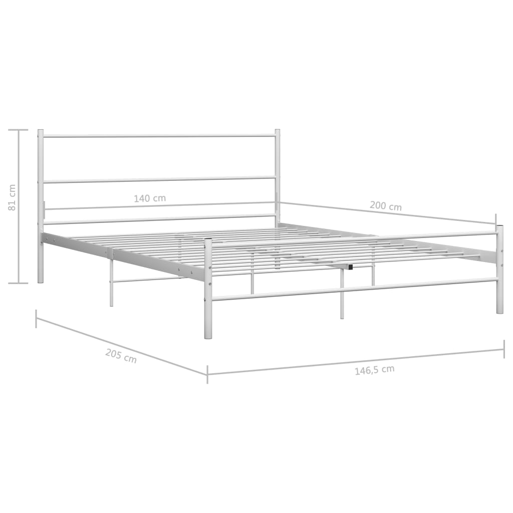 Bed Frame White Metal 140x200 cm- Beds & Bed Frames - HomeShopIreland - Home Shop Ireland - Beds & Bed Frames - Bed Frame White Metal 140x200 cm