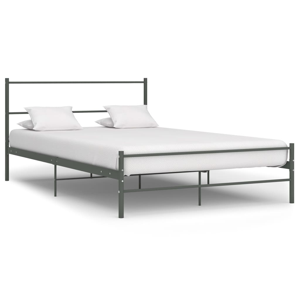 Bed Frame Grey Metal 160x200 cm- Beds & Bed Frames - HomeShopIreland - Home Shop Ireland - Beds & Bed Frames - Bed Frame Grey Metal 160x200 cm