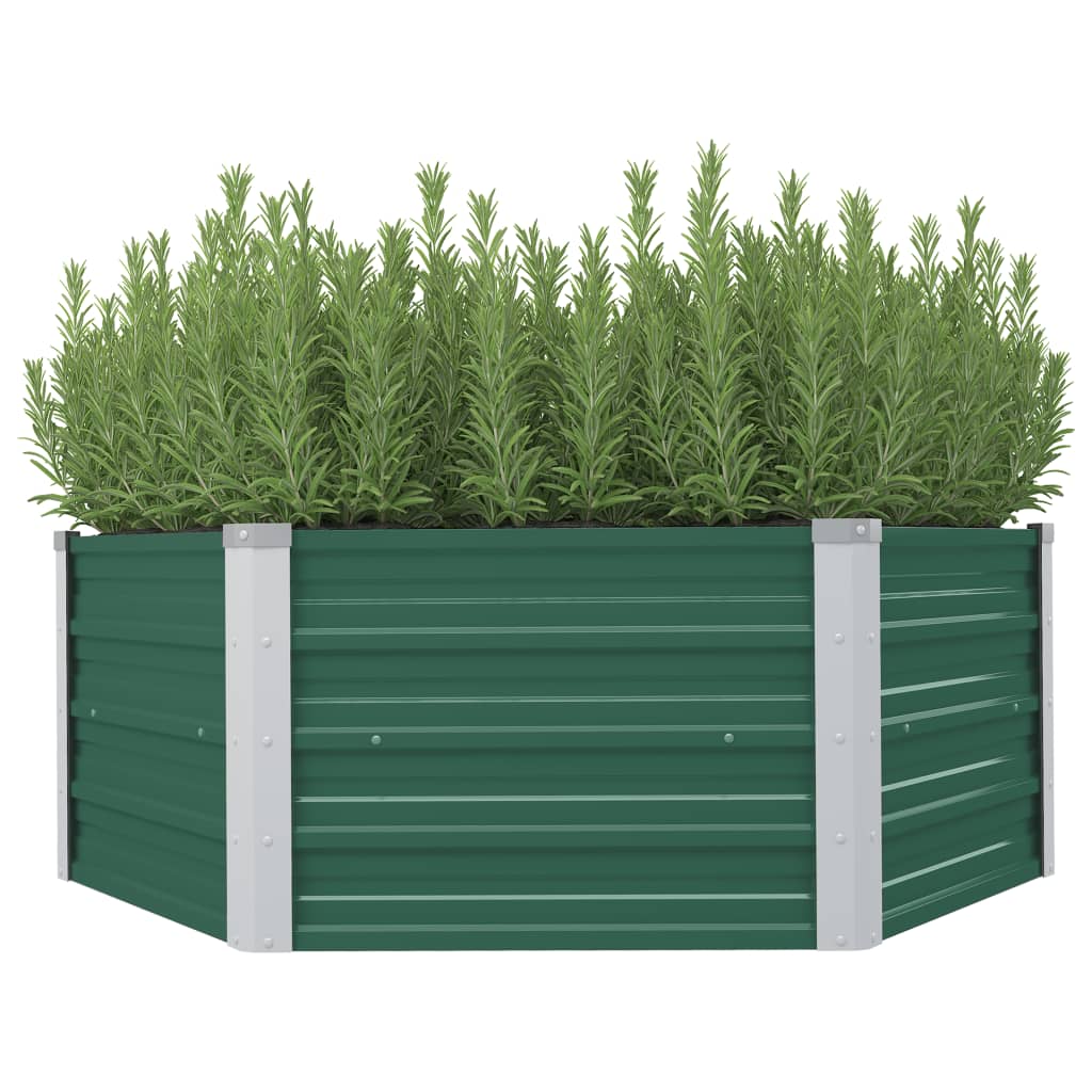 Raised Garden Bed 129x129x46 cm Galvanised Steel Green- Pots & Planters - HomeShopIreland - Home Shop Ireland - Pots & Planters - Raised Garden Bed 129x129x46 cm Galvanised Steel Green