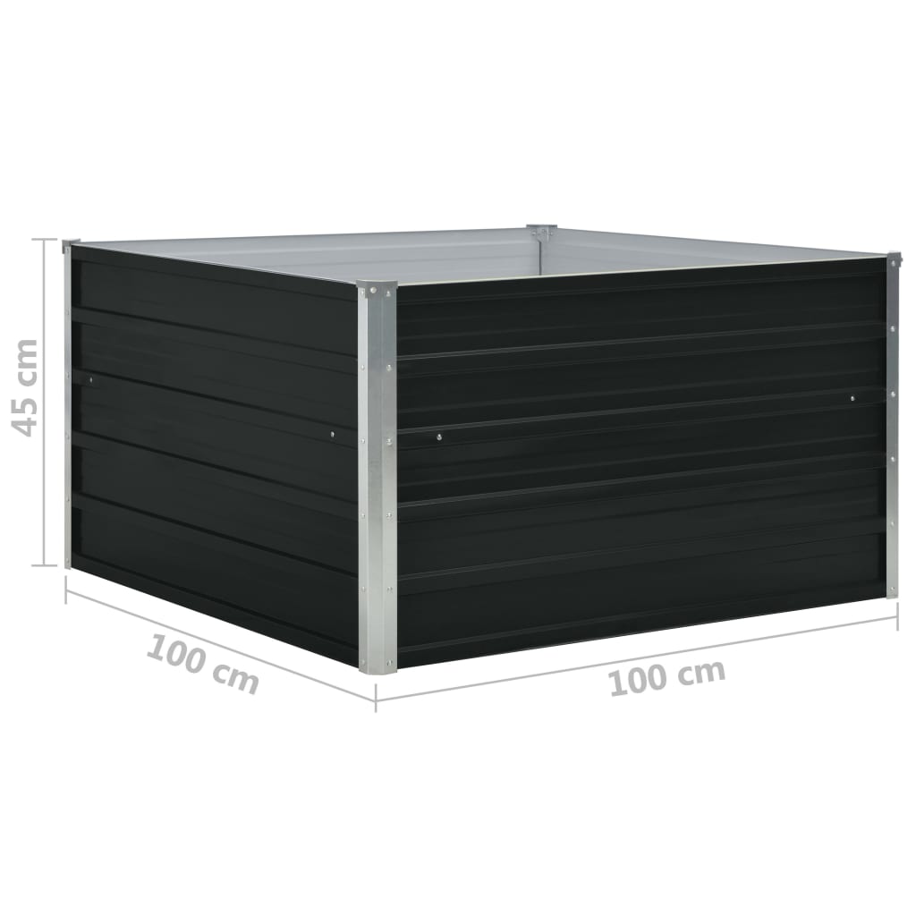 Raised Garden Bed 100x100x45 cm Galvanised Steel Anthracite- Pots & Planters - HomeShopIreland - Home Shop Ireland - Pots & Planters - Raised Garden Bed 100x100x45 cm Galvanised Steel Anthracite