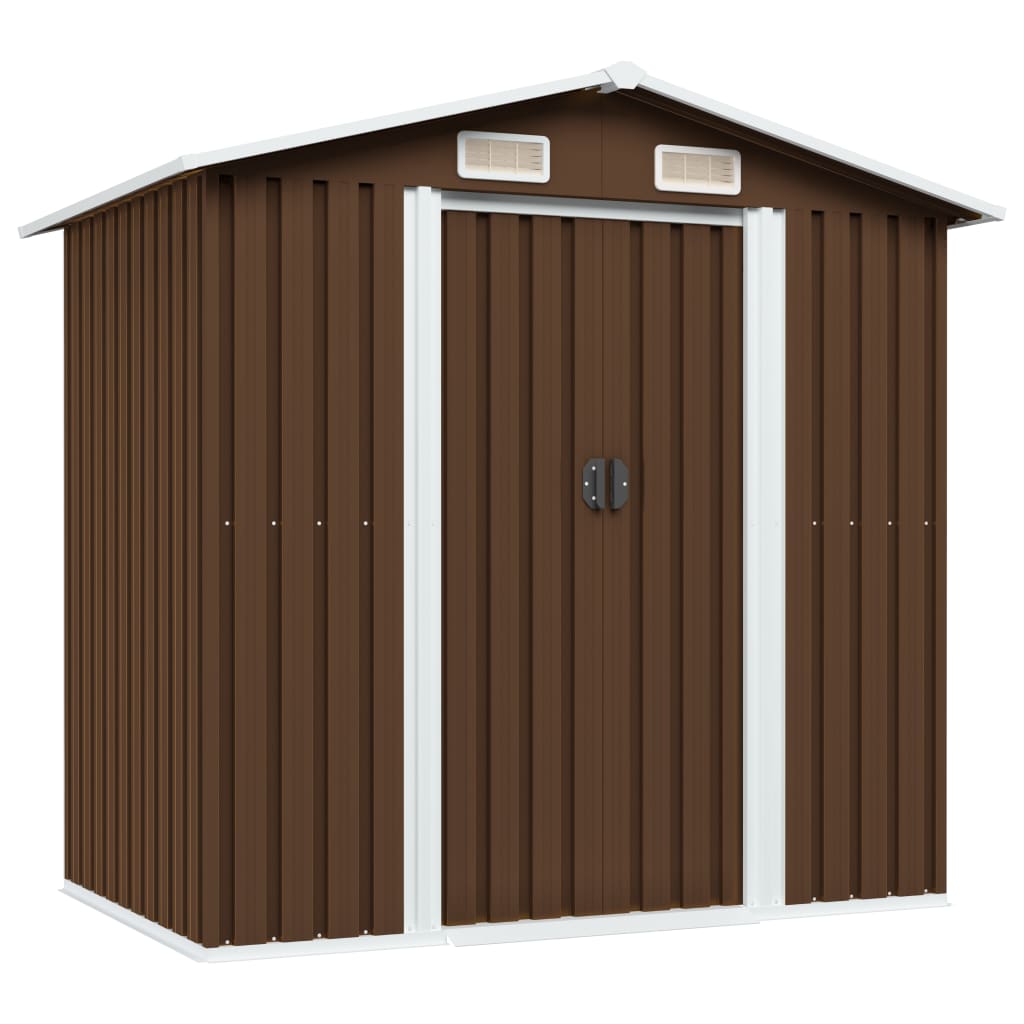 Garden Storage Shed Brown 204x132x186 cm Steel- Sheds, Garages & Carports - HomeShopIreland - Home Shop Ireland - Sheds, Garages & Carports - Garden Storage Shed Brown 204x132x186 cm Steel