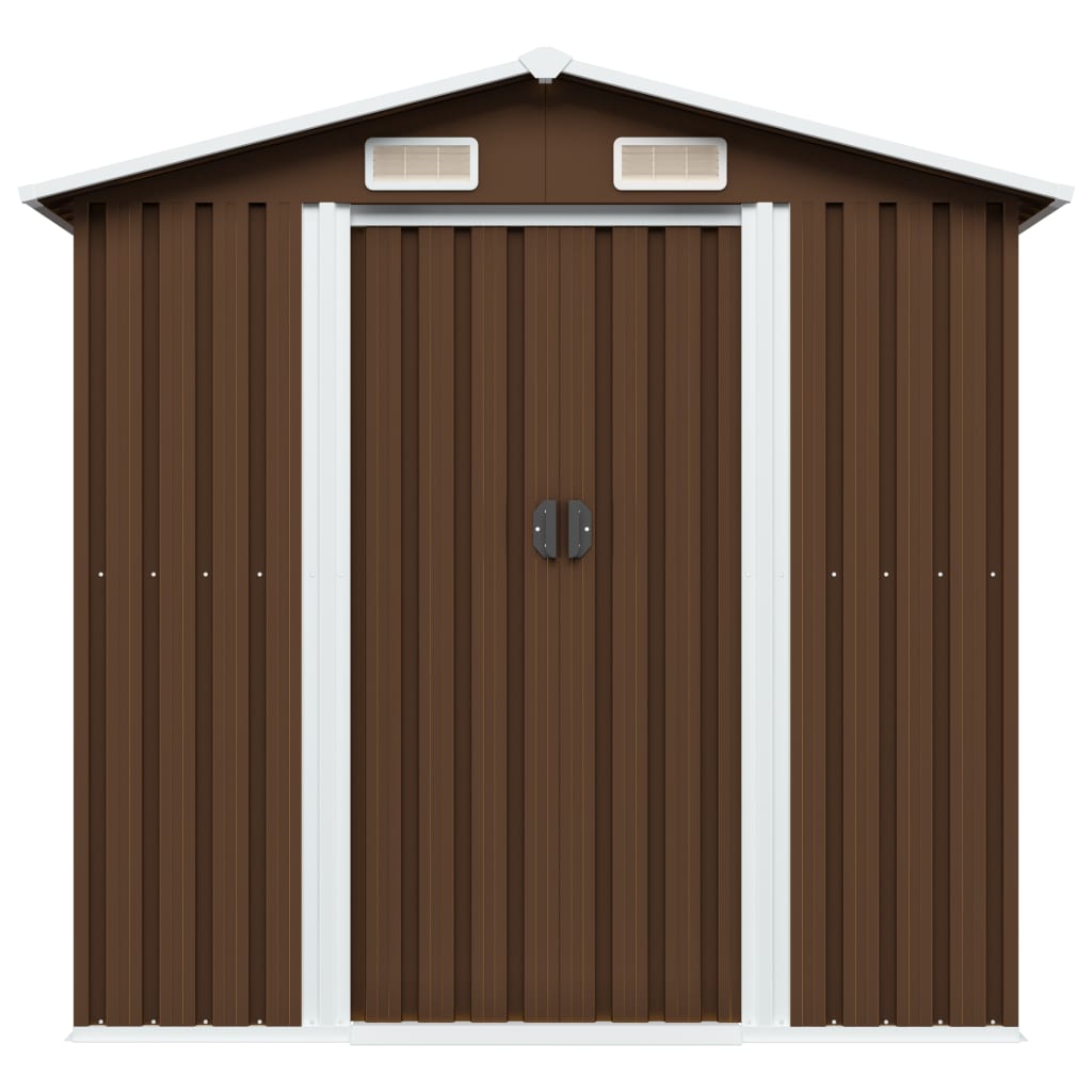 Garden Storage Shed Brown 204x132x186 cm Steel- Sheds, Garages & Carports - HomeShopIreland - Home Shop Ireland - Sheds, Garages & Carports - Garden Storage Shed Brown 204x132x186 cm Steel