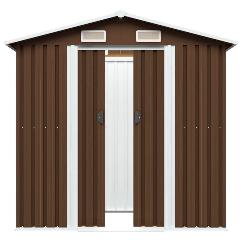 Garden Storage Shed Brown 204x132x186 cm Steel- Sheds, Garages & Carports - HomeShopIreland - Home Shop Ireland - Sheds, Garages & Carports - Garden Storage Shed Brown 204x132x186 cm Steel