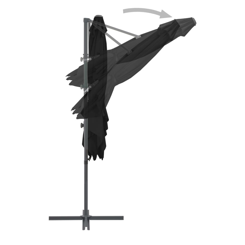 Cantilever Umbrella with Steel Pole Black 250x250 cm- Outdoor Umbrellas & Sunshades - HomeShopIreland - Home Shop Ireland - Outdoor Umbrellas & Sunshades - Cantilever Umbrella with Steel Pole Black 250x250 cm