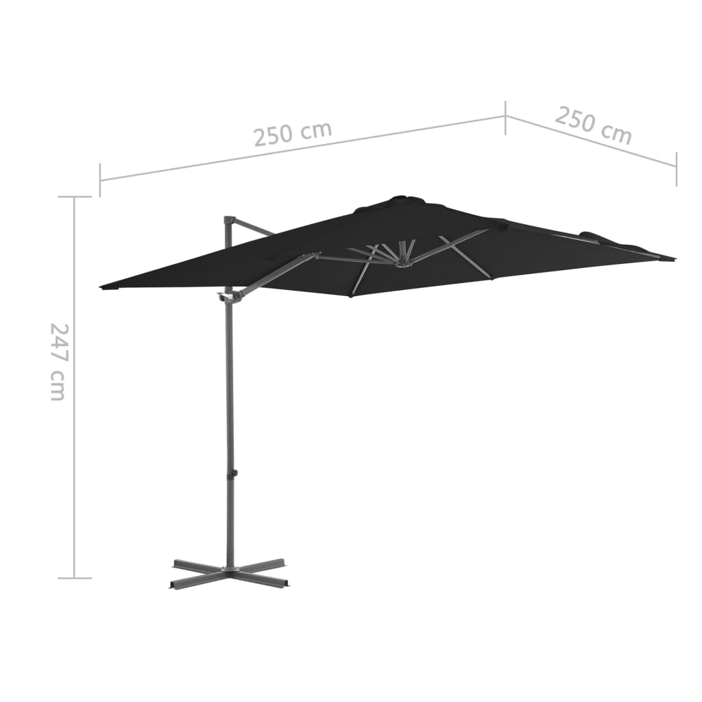 Cantilever Umbrella with Steel Pole Black 250x250 cm- Outdoor Umbrellas & Sunshades - HomeShopIreland - Home Shop Ireland - Outdoor Umbrellas & Sunshades - Cantilever Umbrella with Steel Pole Black 250x250 cm