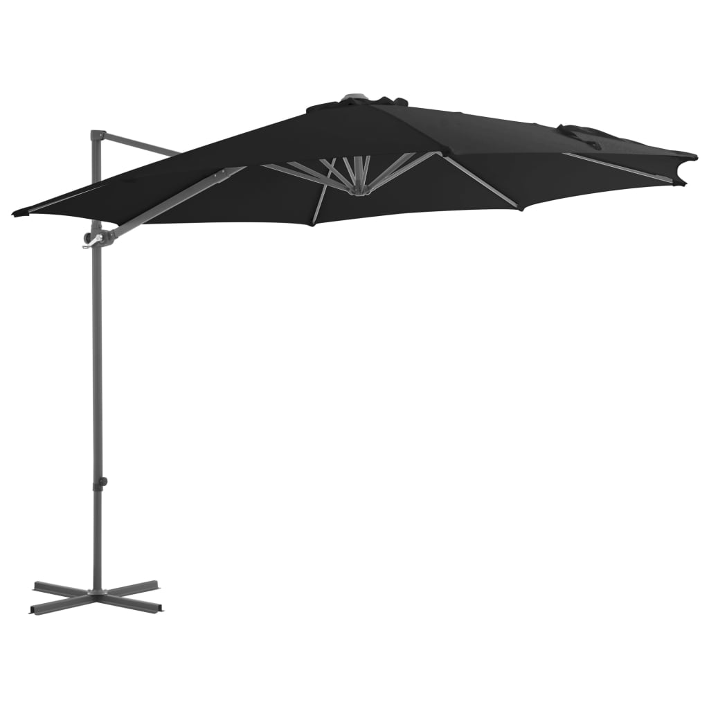 Cantilever Umbrella with Steel Pole Black 300 cm- Outdoor Umbrellas & Sunshades - HomeShopIreland - Home Shop Ireland - Outdoor Umbrellas & Sunshades - Cantilever Umbrella with Steel Pole Black 300 cm