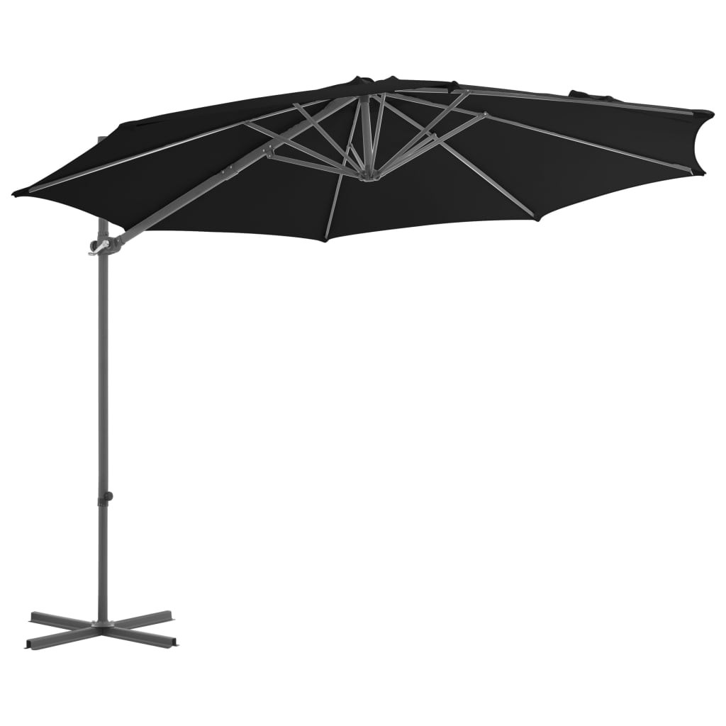 Cantilever Umbrella with Steel Pole Black 300 cm- Outdoor Umbrellas & Sunshades - HomeShopIreland - Home Shop Ireland - Outdoor Umbrellas & Sunshades - Cantilever Umbrella with Steel Pole Black 300 cm