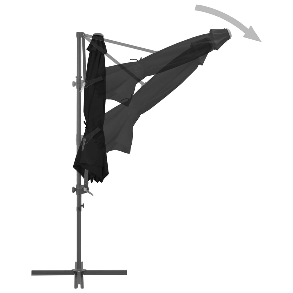 Cantilever Umbrella with Steel Pole Black 300 cm- Outdoor Umbrellas & Sunshades - HomeShopIreland - Home Shop Ireland - Outdoor Umbrellas & Sunshades - Cantilever Umbrella with Steel Pole Black 300 cm