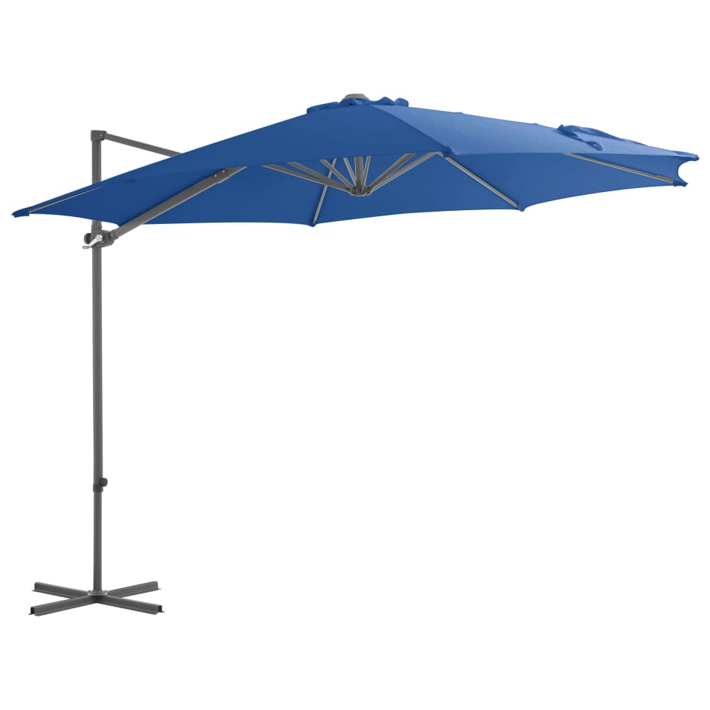 Cantilever Umbrella with Steel Pole Azure Blue 300 cm- Outdoor Umbrellas & Sunshades - HomeShopIreland - Home Shop Ireland - Outdoor Umbrellas & Sunshades - Cantilever Umbrella with Steel Pole Azure Blue 300 cm