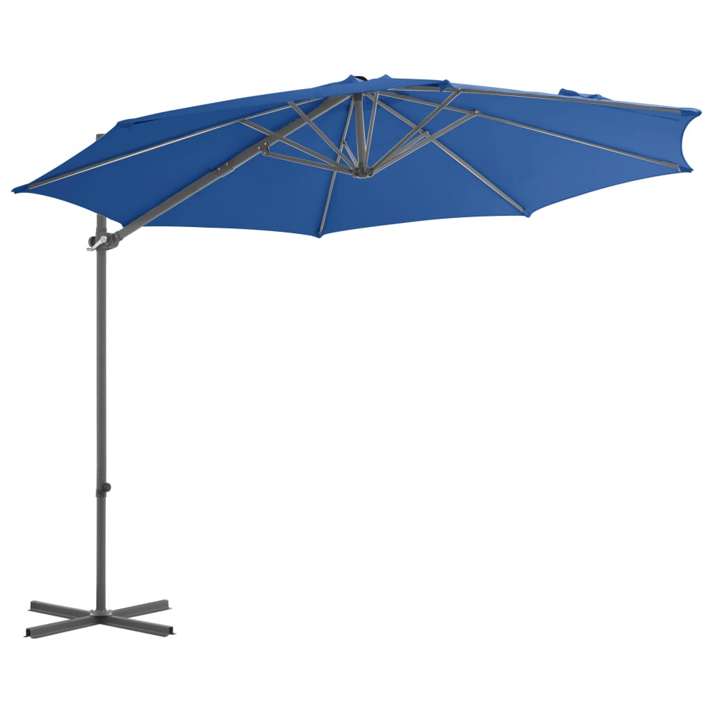 Cantilever Umbrella with Steel Pole Azure Blue 300 cm- Outdoor Umbrellas & Sunshades - HomeShopIreland - Home Shop Ireland - Outdoor Umbrellas & Sunshades - Cantilever Umbrella with Steel Pole Azure Blue 300 cm