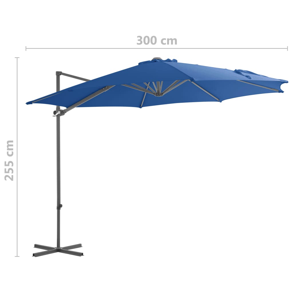 Cantilever Umbrella with Steel Pole Azure Blue 300 cm- Outdoor Umbrellas & Sunshades - HomeShopIreland - Home Shop Ireland - Outdoor Umbrellas & Sunshades - Cantilever Umbrella with Steel Pole Azure Blue 300 cm