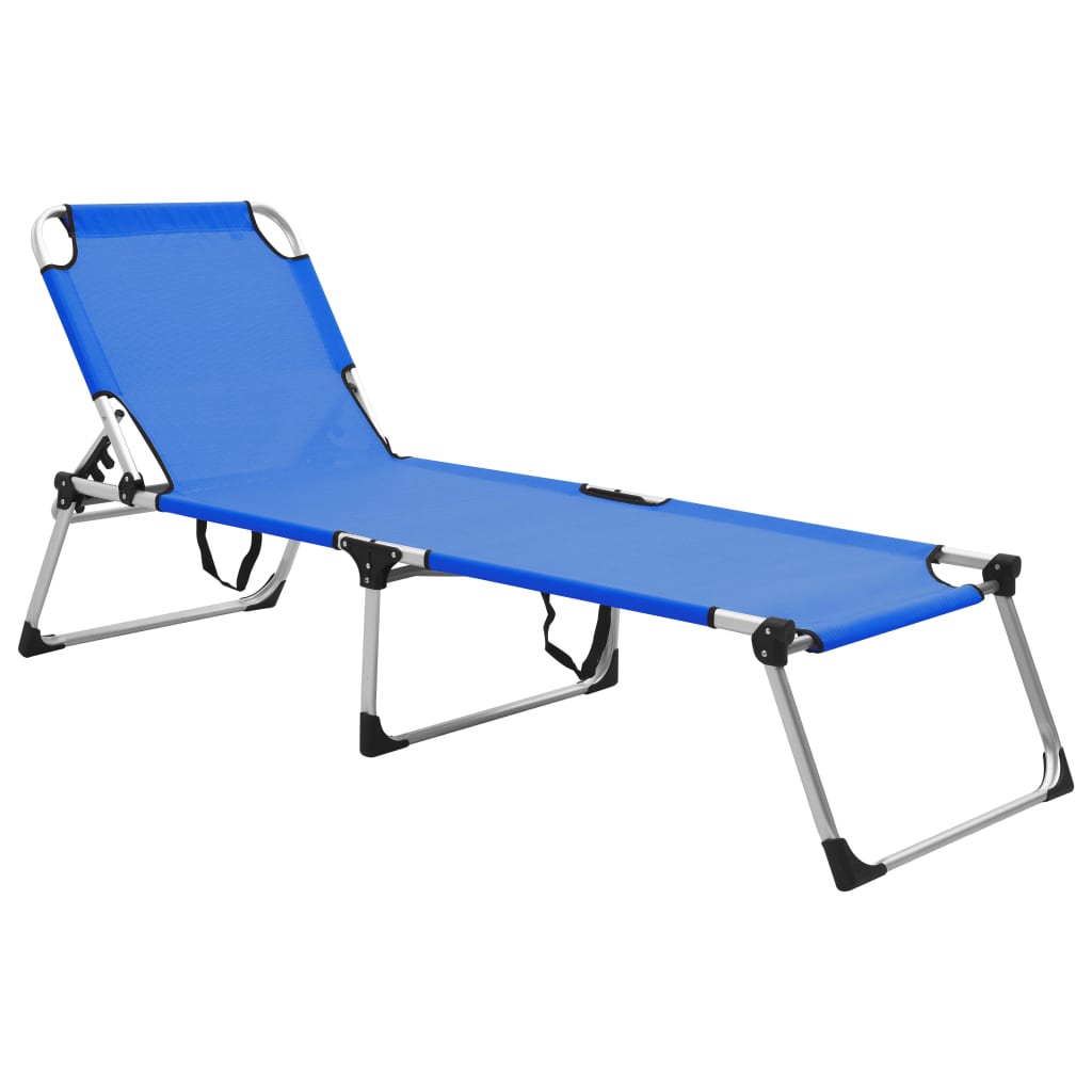 Extra High Folding Senior Sunbed Blue Aluminium- Sunloungers - HomeShopIreland - Home Shop Ireland - Sunloungers - Extra High Folding Senior Sunbed Blue Aluminium