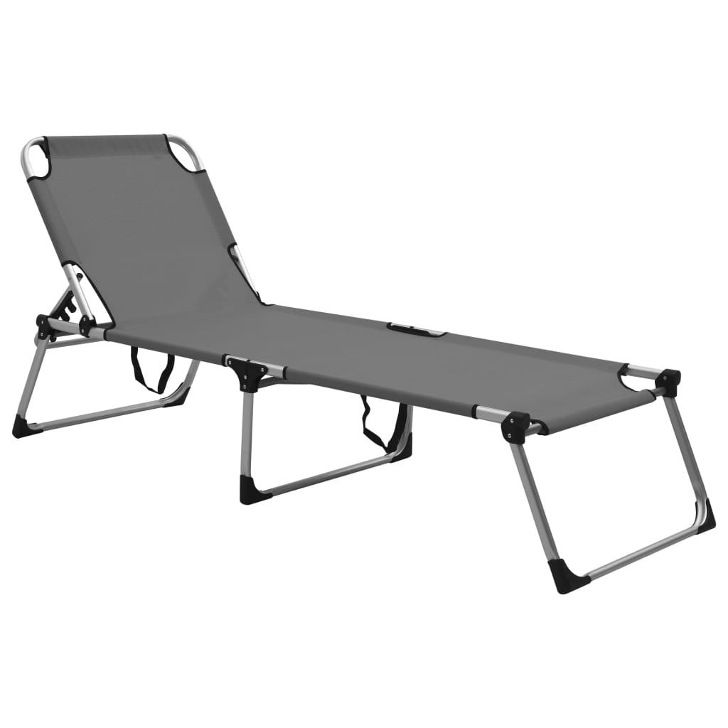 Extra High Folding Senior Sunbed Grey Aluminium- Sunloungers - HomeShopIreland - Home Shop Ireland - Sunloungers - Extra High Folding Senior Sunbed Grey Aluminium