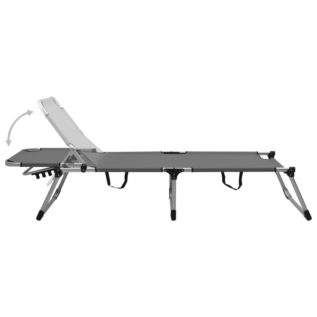 Extra High Folding Senior Sunbed Grey Aluminium- Sunloungers - HomeShopIreland - Home Shop Ireland - Sunloungers - Extra High Folding Senior Sunbed Grey Aluminium