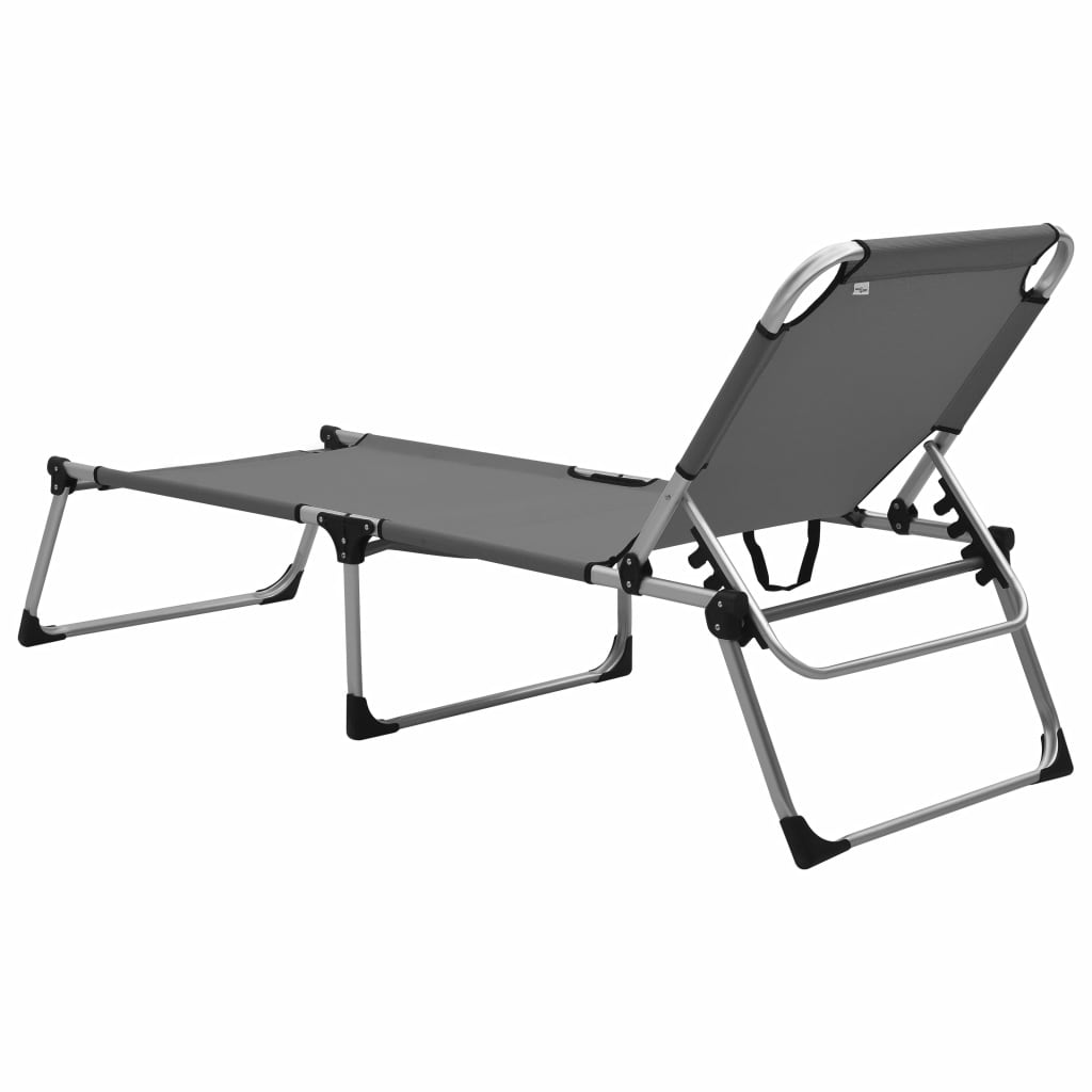 Extra High Folding Senior Sunbed Grey Aluminium- Sunloungers - HomeShopIreland - Home Shop Ireland - Sunloungers - Extra High Folding Senior Sunbed Grey Aluminium