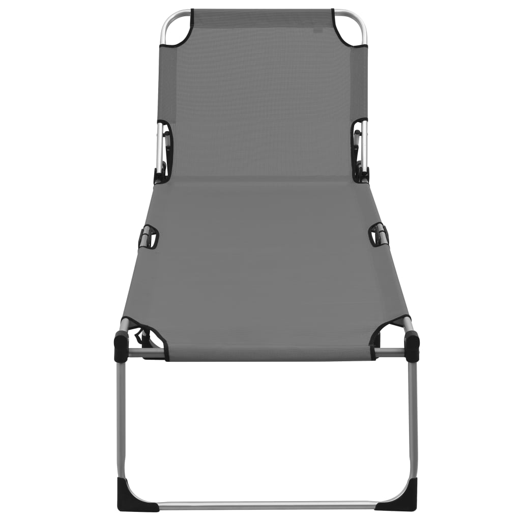 Extra High Folding Senior Sunbed Grey Aluminium- Sunloungers - HomeShopIreland - Home Shop Ireland - Sunloungers - Extra High Folding Senior Sunbed Grey Aluminium