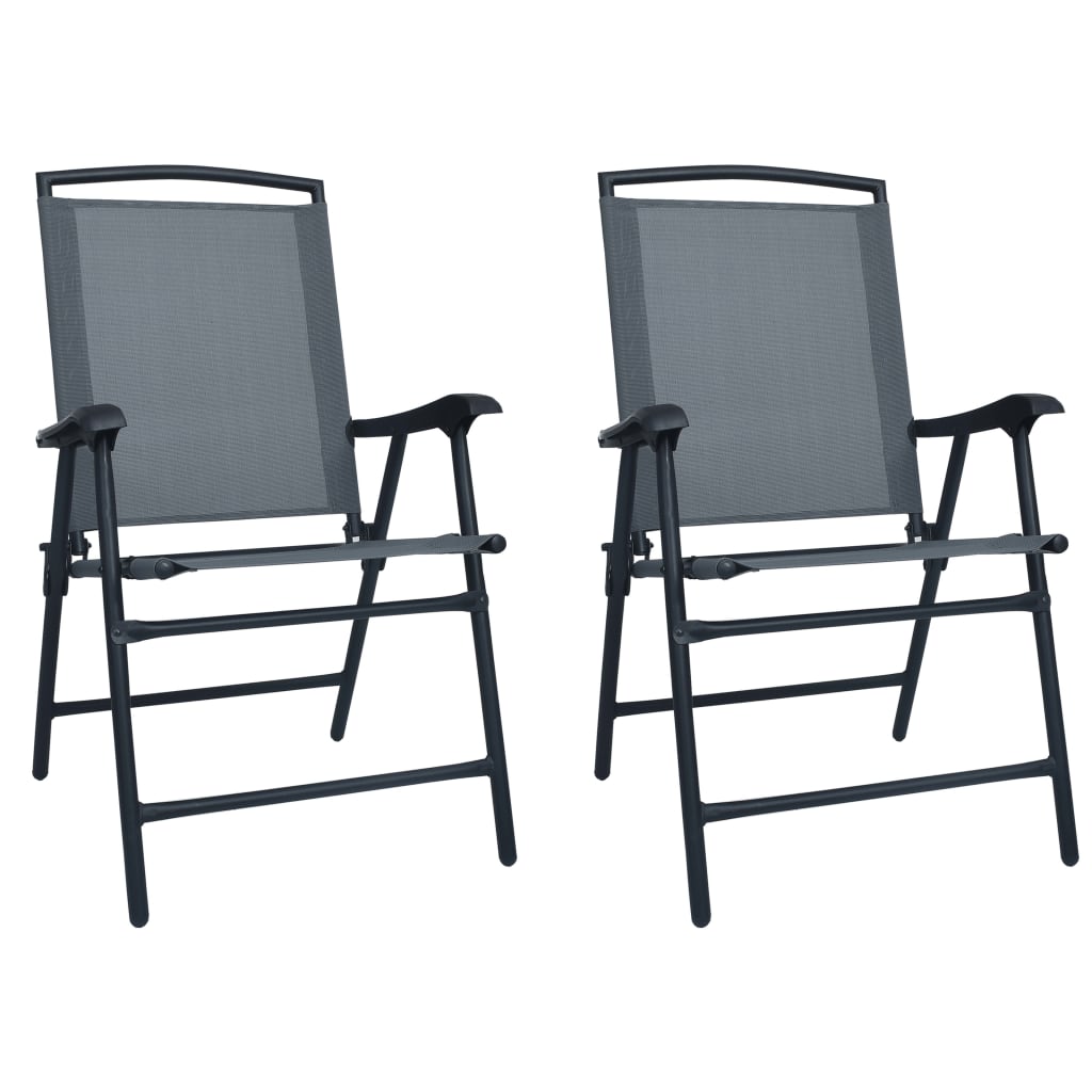 Folding Garden Chairs 2 pcs Texilene Grey- Outdoor Chairs - HomeShopIreland - Home Shop Ireland - Outdoor Chairs - Folding Garden Chairs 2 pcs Texilene Grey