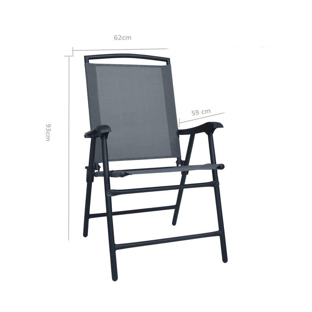 Folding Garden Chairs 2 pcs Texilene Grey- Outdoor Chairs - HomeShopIreland - Home Shop Ireland - Outdoor Chairs - Folding Garden Chairs 2 pcs Texilene Grey