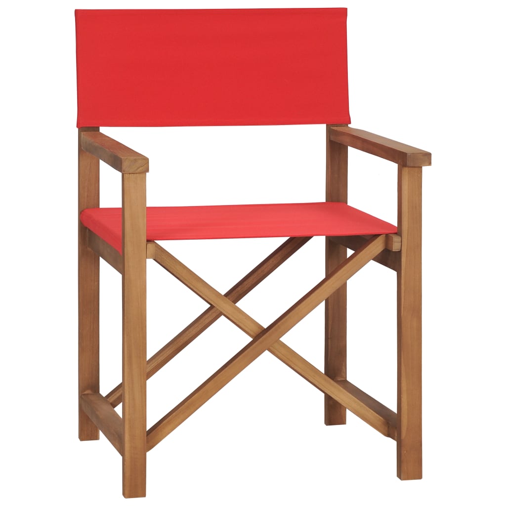 Director's Chair Solid Teak Wood Red- Outdoor Chairs - HomeShopIreland - Home Shop Ireland - Outdoor Chairs - Director's Chair Solid Teak Wood Red